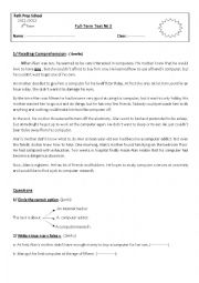 English Worksheet: end of term test n3 9th form