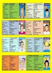 English Worksheet: PERSONAL INFORMATION CARDS - 5TH SET