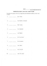 English Worksheet: DEMONSTRATIVES: THIS-THAT-THESE-THOSE