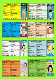 English Worksheet: PERSONAL INFORMATION CARDS - 6TH SET