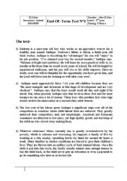 English Worksheet: 2nd form full term test n 1
