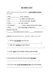 English Worksheet: test on verb tenses and use of  interrogatives