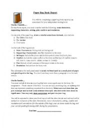 English Worksheet: Paper Bag Book Report