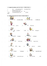 English Worksheet: Simple Past verb to be