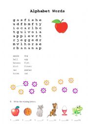 English Worksheet: Alphabet Words Exercises