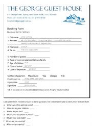 Writing - hotel form