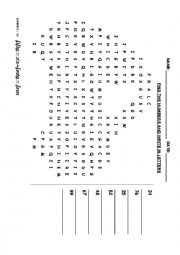 FIND THE NUMBERS AND WRITE IN LETTERS