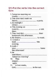 English Worksheet: Future Continuous exercise