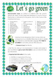 English Worksheet: ENVIRONMENTAL ISSUES PROJECT