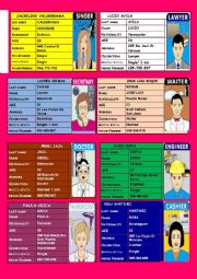 English Worksheet: PERSONAL INFORMATION CARDS - 8TH SET