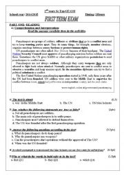 English Worksheet: 1st term exam 2nd years