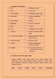 English Worksheet: City-Village Vocabulary 