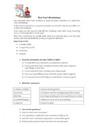 English Worksheet: New Years Resolutions