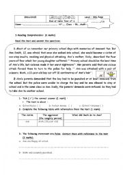English Worksheet: end of term test n 1 9th form Tunisian pupils