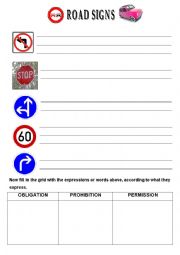 English Worksheet: ROAD SIGNS