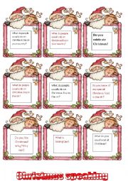 English Worksheet: *** Christmas speaking- talking about traditions *** 1