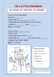 English Worksheet: IM A LITTLE SNOWMAN