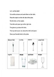 English Worksheet: setting the table