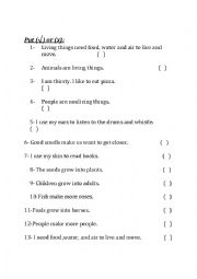 English Worksheet: science kindergarten