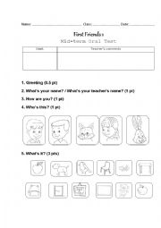 First Friend 1.U1-3. Midterm Test Oral