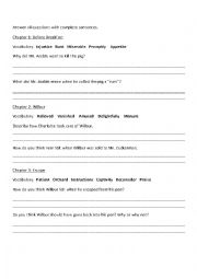 Charlottes Web Worksheet Chapters 1-12