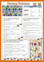 English Worksheet: PERSONAL PRONOUNS - SUBJECT & OBJECT