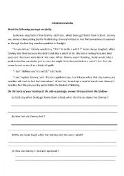 English Worksheet: comprehension