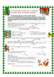 English Worksheet: A Christmas Guessing Game plus cards and more ideas