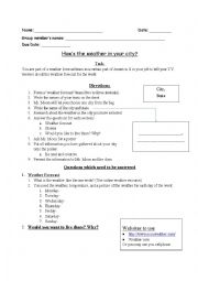 English Worksheet: Weather forecast project