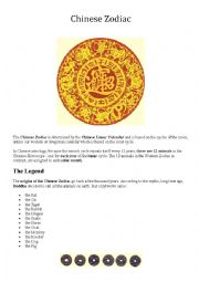 English Worksheet: Chinese Zodiac