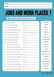 English Worksheet: Jobs and Work Places:1