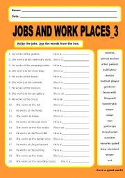 English Worksheet: Jobs and Work Places:3