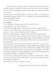 English Worksheet: Harry Potter - The Goblet of Fire. Reading Comprehension