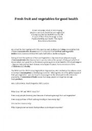 English Worksheet: Fresh Fruit and Veg Worksheet