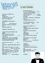 English Worksheet: MIRROR BY JUSTIN TIMBERLAKE