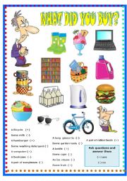 English Worksheet: WHAT DID YOU BUY?