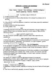 English Worksheet: SCIENCE AND TECHNOLOGY