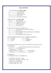 English Worksheet: Simple review for beginners