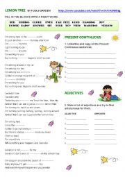 English Worksheet: LEMON TREE BY FOOLS GARDEN