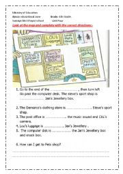 English Worksheet: directions in maps