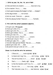 English Worksheet: POSSESSIVE ADJECTIVES