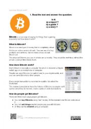 English Worksheet: Part 2. How does Bitcoin work? with KEY & LESSON PLAN