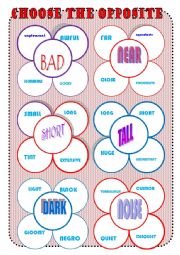 English Worksheet: CHOOSING THE OPPOSITE