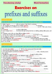 prefixes & suffixes practice: Two interesting exercises + key  (word formation)