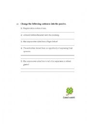 English Worksheet: Active/ Passive Voice