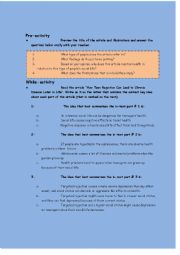 English Worksheet: Reading about bullying (PRE-, WHILE, AND POST ACTIVITIES)