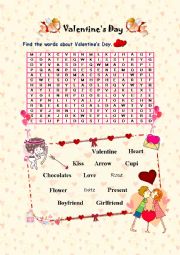 English Worksheet: Valentines day word of love