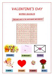 English Worksheet: Find each word in the word search and circle it.