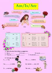 English Worksheet: am is are