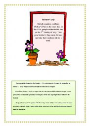 English Worksheet: Mothers Day